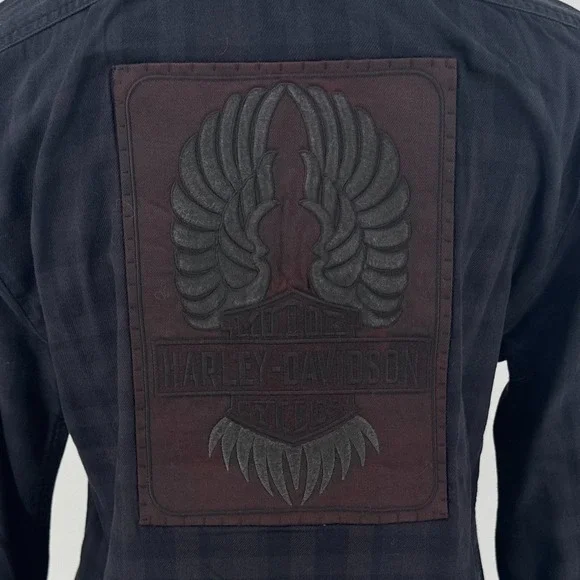 NEW Harley Davidson Plaid Flannel Shirt WOMENS Black‎ Button Close Long Sleeve S - Picture 7 of 10